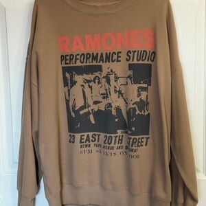 American Eagle Outfitters Brown Ramones Crew Neck Sweater